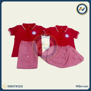 đồng phục mầm non caro màu đỏ