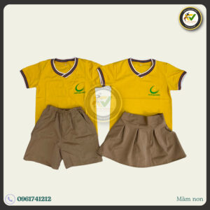 Đồng phục cổ tim thun màu vàng bò NGÔI SAO SÁNG