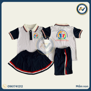đồng phục mầm non phối tay màu đen
