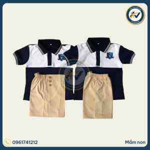 đồng phục mầm non phối trắng đen